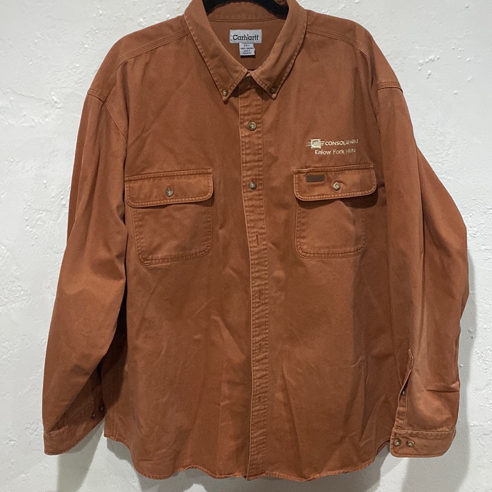 Hipster Carhartt Consol Energy Work Shirt Men's Size 2XL Rust Colored